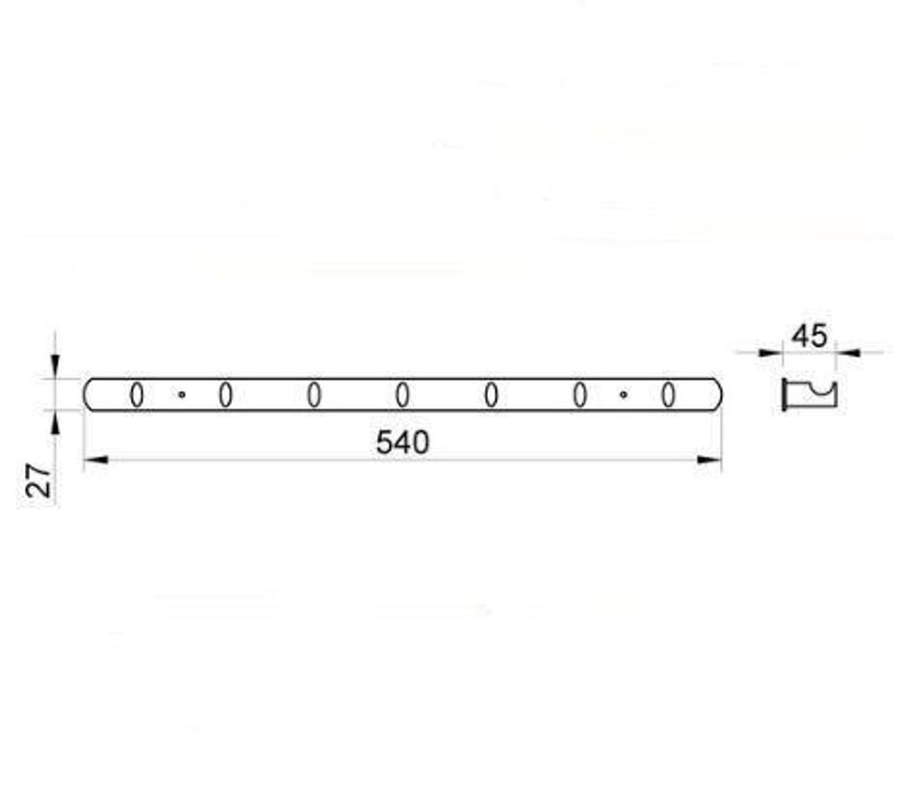 Планка с крючками для ванны 7шт. замак LINE 16508.B глянцевый