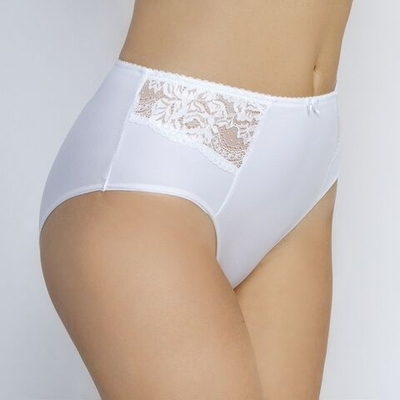 Трусы-слипы со средней посадкой и кружевными вставками (Размер: 46) (Цвет: белый)