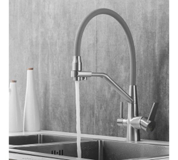 Смеситель для кухни с гибким изливом, с подключением фильтра, сатин, Rose R558L