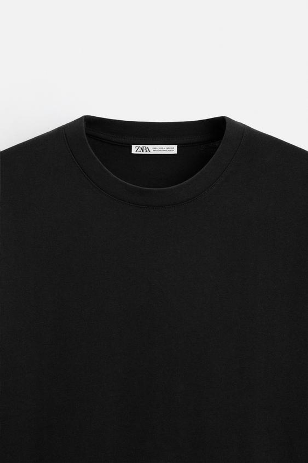 ZARA БАЗОВАЯ ФУТБОЛКА HEAVY WEIGHT, ЧЕРНЫЙ