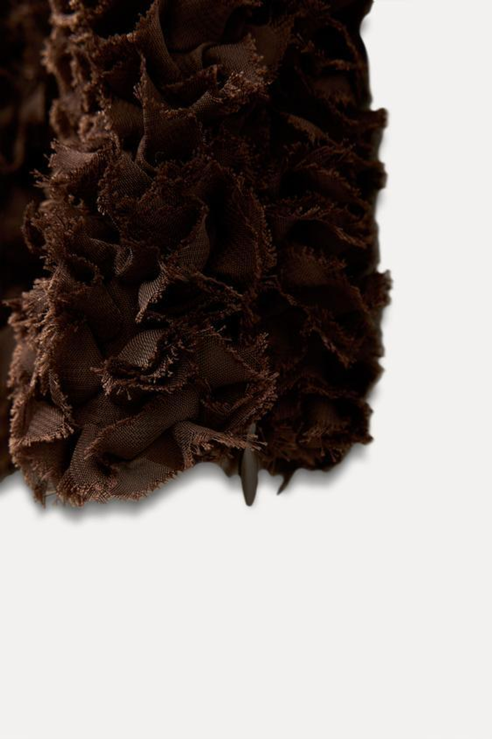 ZARA ТОП ИЗ СЕТЧАТОЙ ТКАНИ С РЕЛЬЕФНЫМИ ДЕТАЛЯМИ, КОРИЧНЕВЫЙ