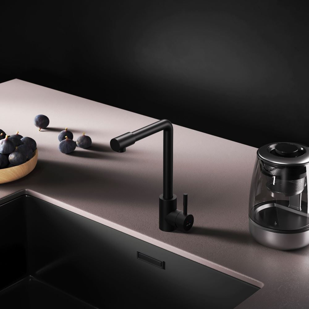 Смеситель для кухни с L-изливом, черный AM.PM X-Joy S F85B05022