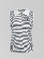 Майка W&L 6602-3 в полоску с воротником и логотипом на груди