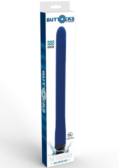 Синяя анальная насадка для душа Buttocks The Streamer Anal Douche - 24,5 см. (Цвет: синий)