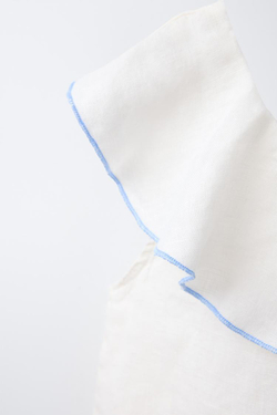 ZARA ТОП АСИММЕТРИЧНОГО КРОЯ ИЗ 100% ЛЬНА, СВЕТЛЫЙ ЭКРЮ