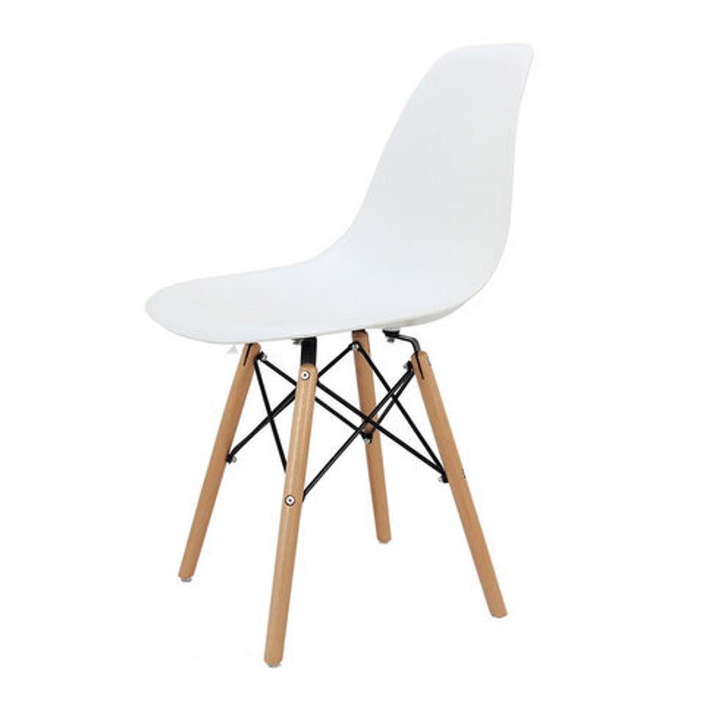 Стулья BRABIX "Eames CF-010", КОМПЛЕКТ 4 шт., пластик белый, опоры дерево/металл, 532630, 2033A