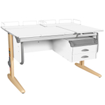 Растущая парта Дэми СУТ 25 с задними полками СУТ.15.210 и навесной тумбой (1200×880 мм)