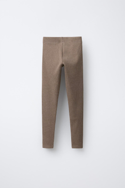 ZARA ЛЕГИНСЫ В РУБЧИК, РЫЖЕВАТО-КОРИЧНЕВЫЙ МЕЛАНЖ