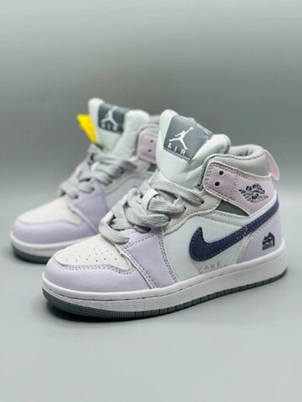 Детские высокие кожаные кроссовки Nike Air Jordan 1