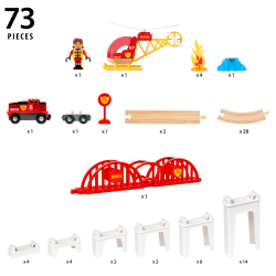 BRIO World - Большая деревянная железная дорога ПОЖАРНАЯ СЛУЖБА Набор MEGA SPIRALA 73 элемента 36114