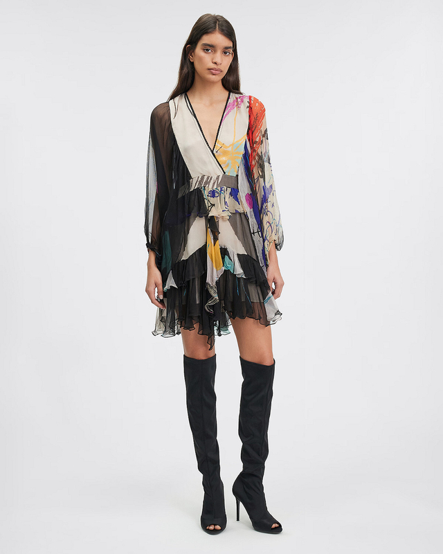 Mes Demoiselles Короткое платье из цветного шифона вискозы