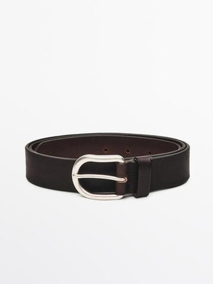 Massimo Dutti Ремень из кожи наппа, коричневый