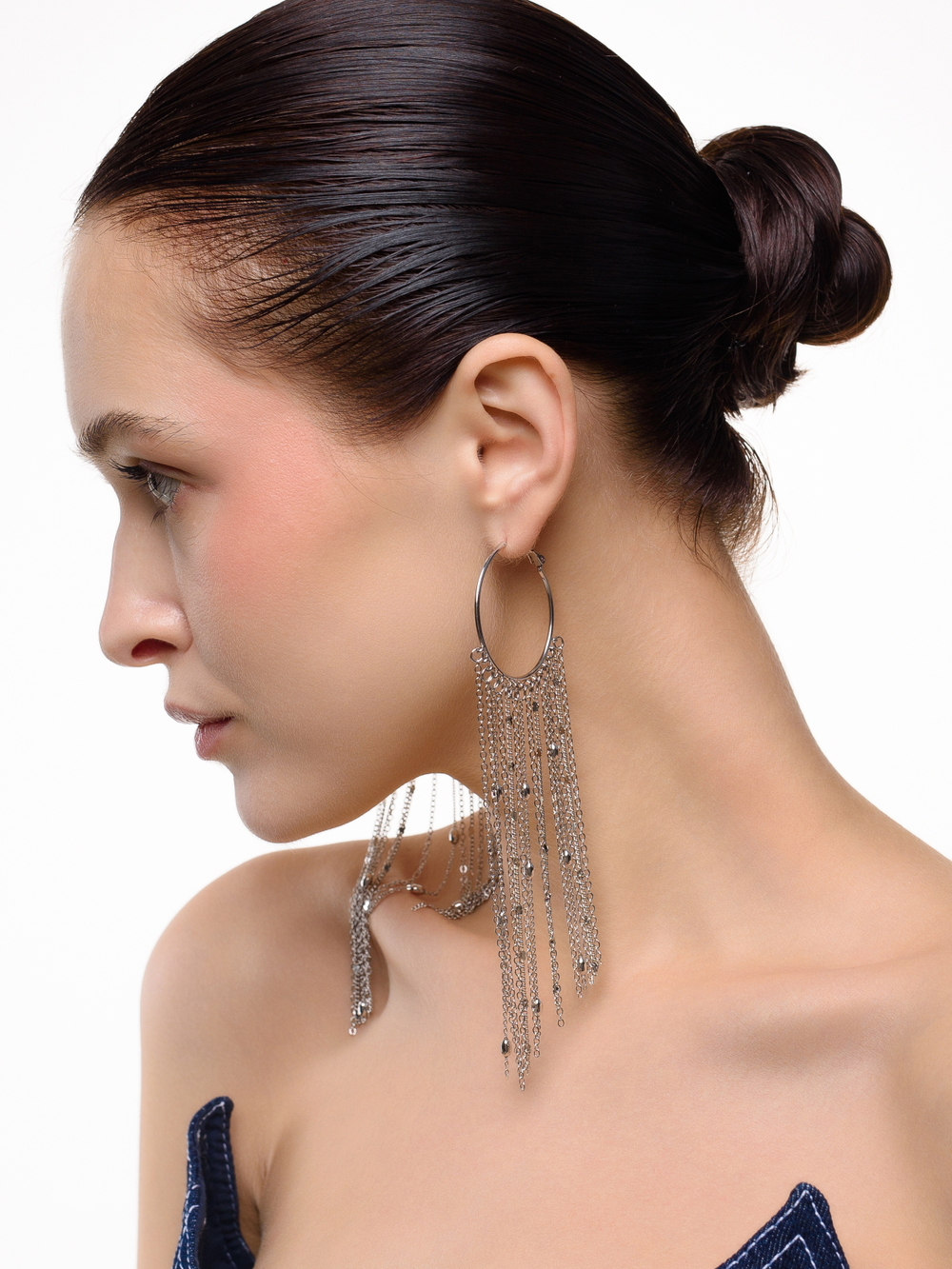 Серьги "Chain mix kongo" Silver