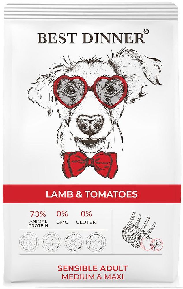 Сухой корм Best Dinner Adult Sensible Medium & Maxi Lamb & Tomatoes для собак крупных и средних пород, пакет 15 кг Сухой корм Best Dinner Adult Sensible Medium & Maxi Lamb & Tomatoes для собак крупных и средних пород, пакет 15 кг