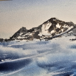 Картина авторская акварельная в паспарту 30х40 см на стену для интерьера "Лед Байкала"