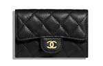 CHANEL Grain Embossed Cow Leather Coin Purse Card Holder, Wallet Women"s Black