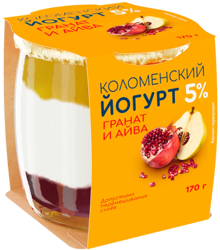 Йогурт «Коломенский» гранат-айва 5% 170 г