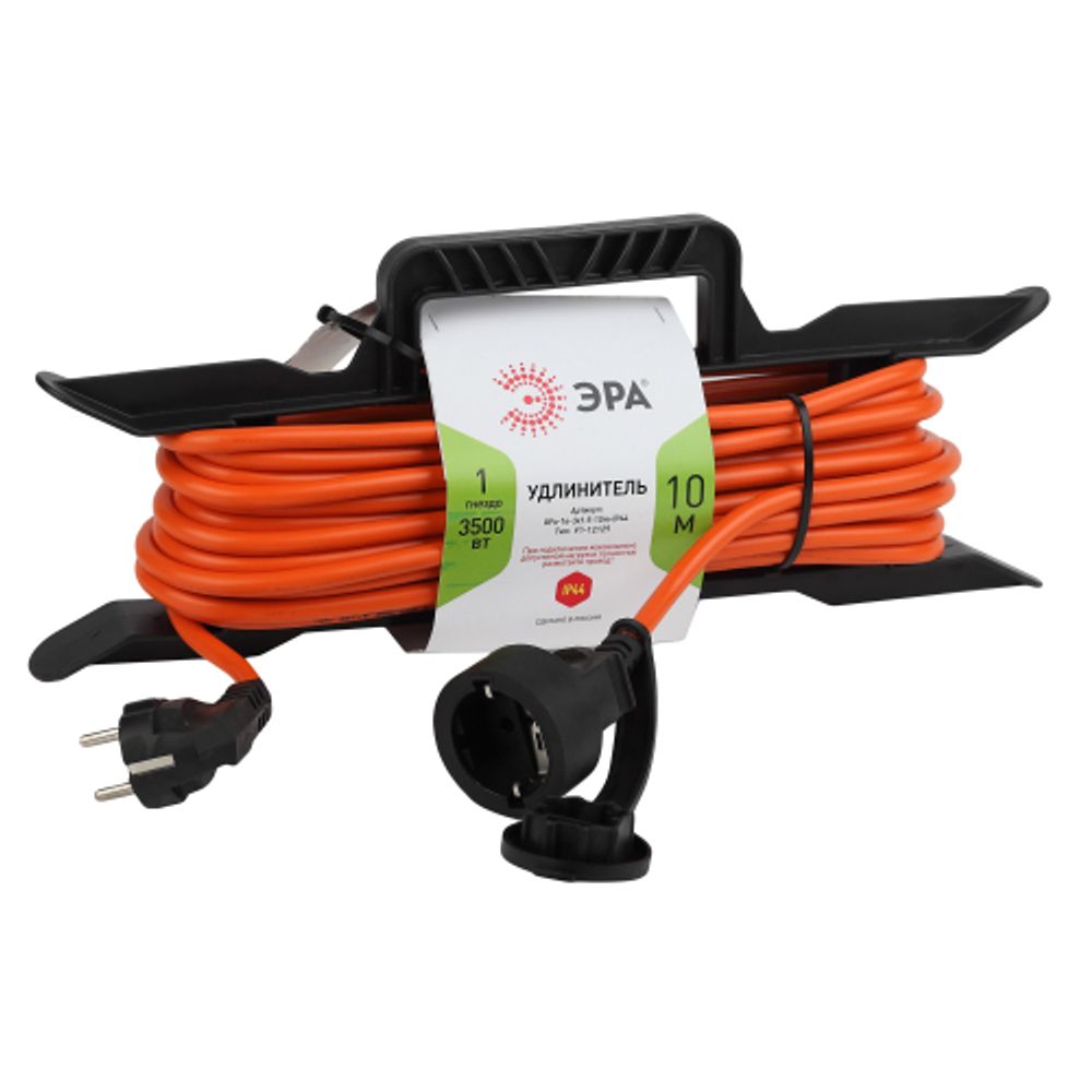 Удлинитель силовой ЭРА UFx-1e-3x1.5-10m на рамке c заземлением 1 розетка 10м ПВС 3x1.5мм2 | Силовые удлинители