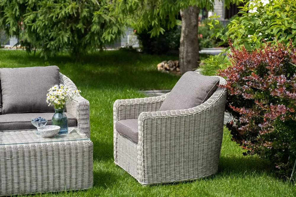 "Кон Панна" кресло из искусственного ротанга, цвет бежевый