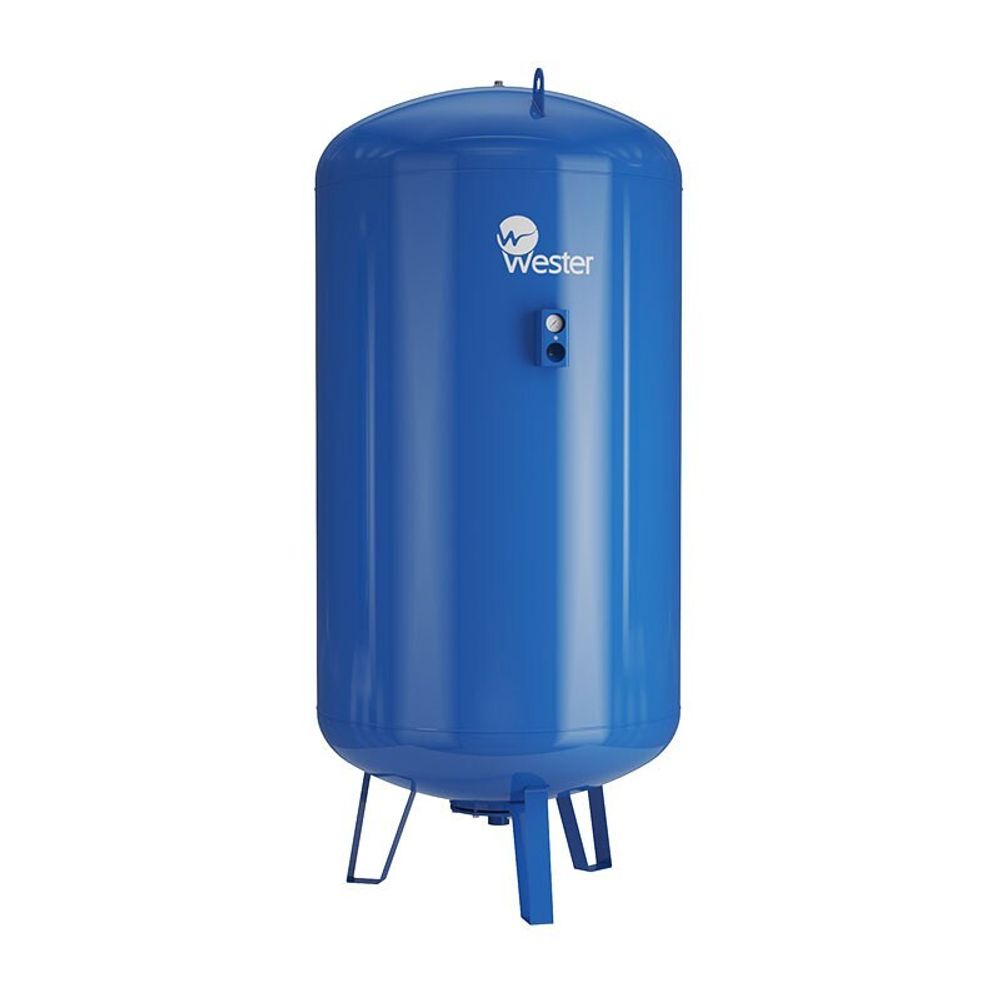 Гидроаккумулятор для водоснабжения WESTER WAV объём 2000л, DN 50, PN 16, вертикальный, резьбовое-ВР, G-2&#39;&#39;, с опорами и манометром, голубой, Турция