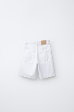 ZARA ДЖИНСОВЫЕ ШОРТЫ RELAXED BAGGY, ЖЕЛТОВАТО-БЕЛЫЙ