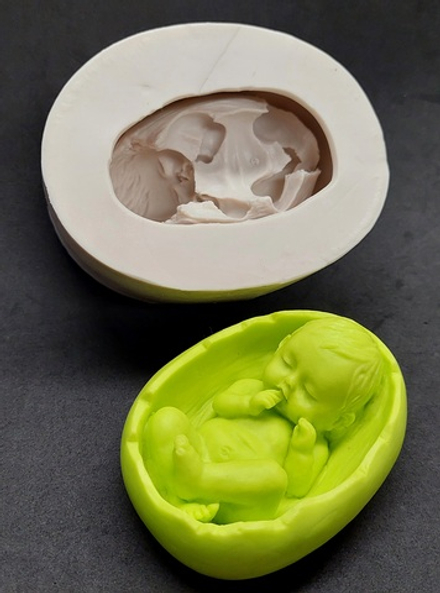 Молд 3Д Младенец в корзине, силикон 10,2*8,4*4,8см (Китай)
