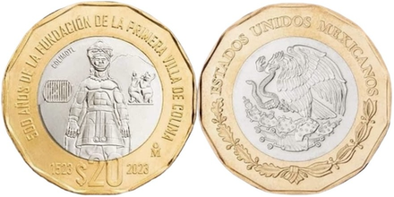 Мексика 20 песо, 2023 500 лет со дня основания города Колима