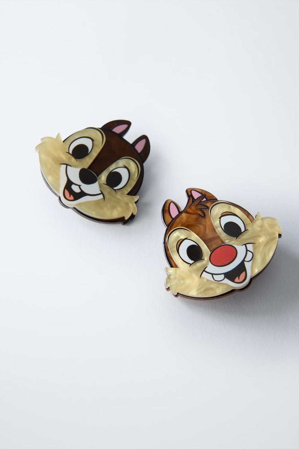 ZARA НАБОР ИЗ ДВУХ ЗАКОЛОК ДЛЯ ВОЛОС CHIP AND DALE DISNEY ©, КОРИЧНЕВЫЙ