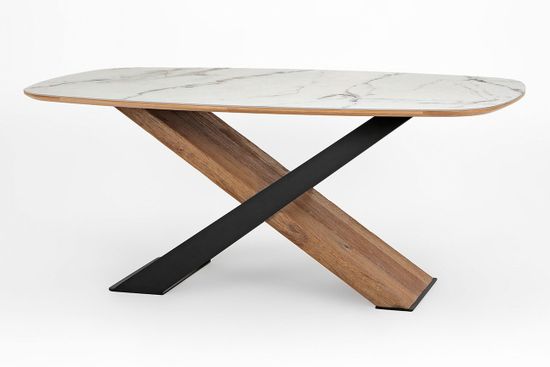 Стол Остин-М нераздвижной (дуб/т.020 меловой дуб/т.н.м.820 черная шагрень/керамика 2 50 равена)