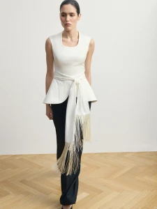 Атласный шарф с бахромой "Lune Satinée"