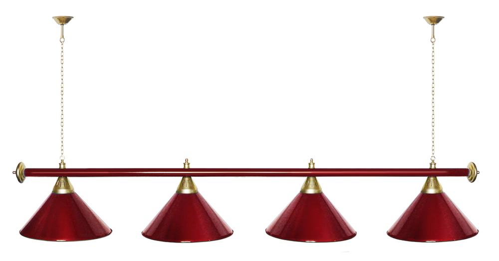 Лампа STARTBILLIARDS 4 пл. (плафоны зеленые,штанга зеленая,фурнитура золото)