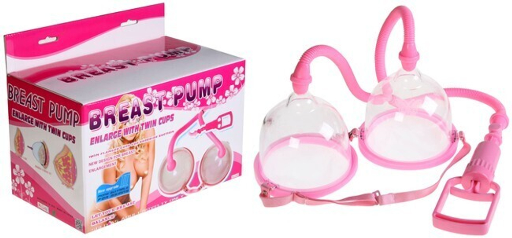 Вакуумная помпа для увеличения груди Breast Pump (Цвет: прозрачный с розовым)