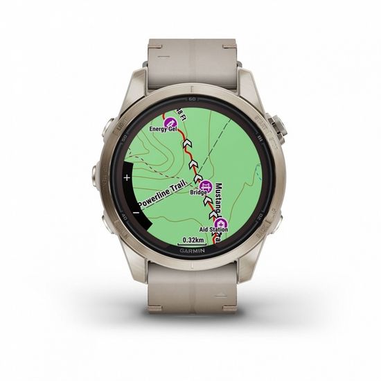 Умные часы Garmin Fenix 7S Pro Sapphire Solar золотистый корпус с кожаным ремешком цвета известняка