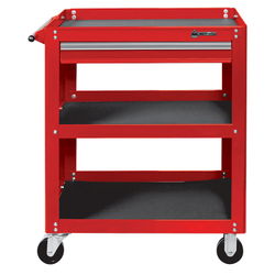 МАСТАК (520-01580MR) Тележка открытая «ОПТИМА», 3 полки и ящик, красная