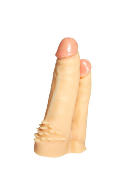 Насадка-реалистик двойная для трусиков с плугом 15,5 см,10,5 см (Цвет: телесный)