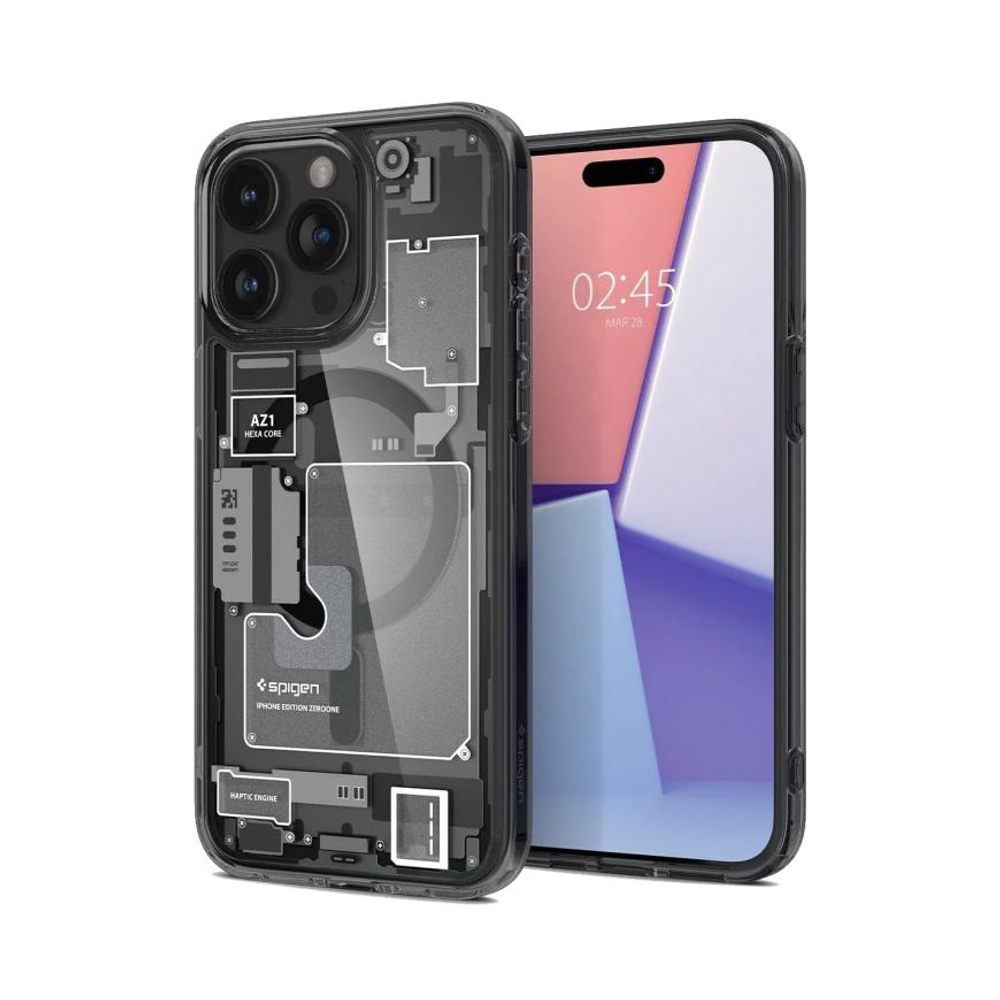 Пластиковый чехол MagSafe Spigen Ultra Hybrid Zero One (Mag Fit) для iPhone 15 Pro Тонкий гибридный поликарбонатный чехол с повышенным уровнем защиты при падении