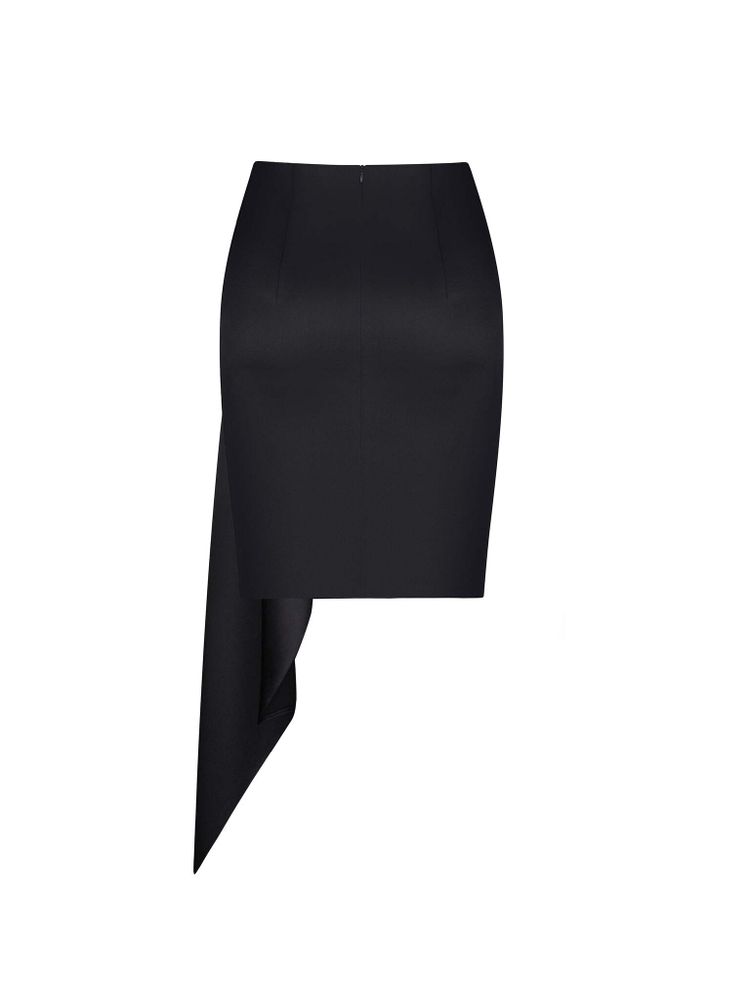 Драпированная мини-юбка из сатина с воланом