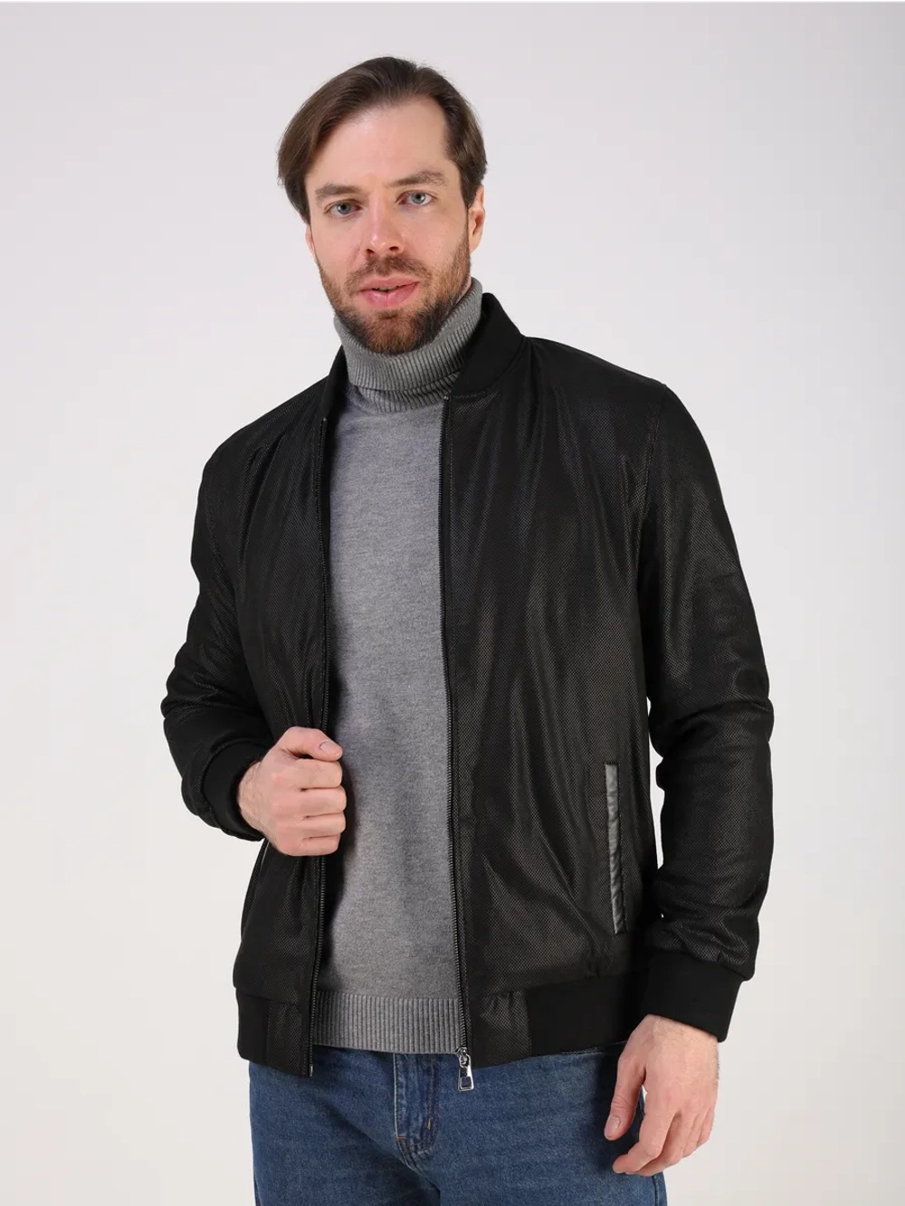 Кожаная куртка демисезонная замшевая бомбер под джинсы