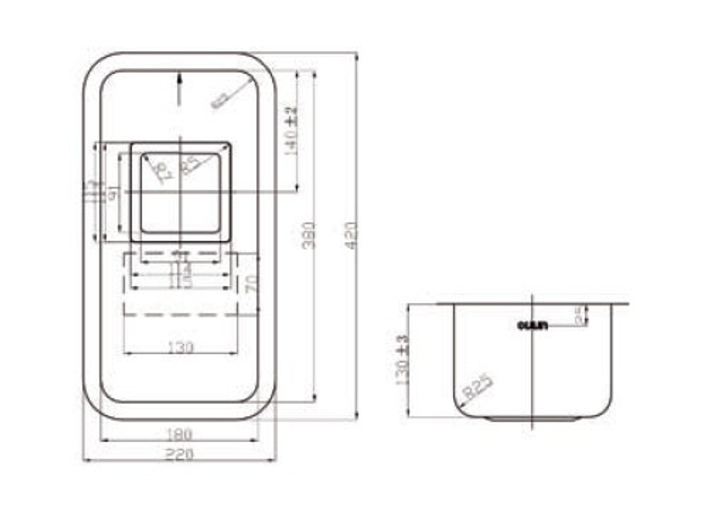 Кухонная мойка OULIN 0361 SGUARE схема