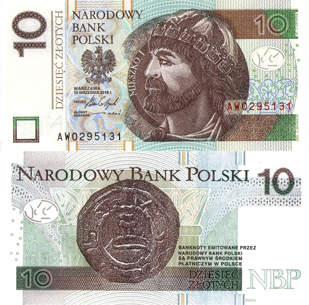 Польша 10 злотых 2012-2016 Дюк Мешко И UNC