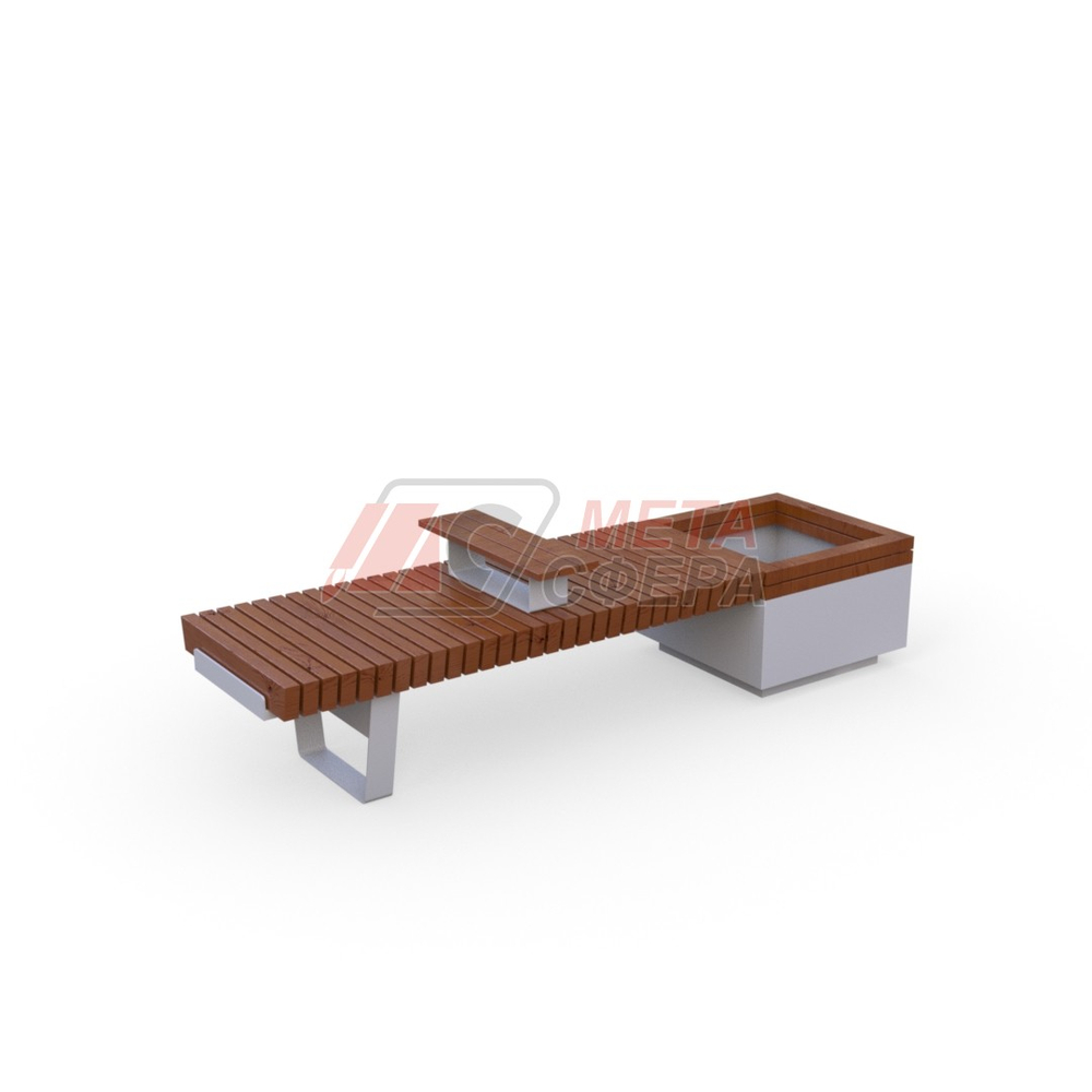 Лавка Rail Road 02 с вазоном и подлокотником