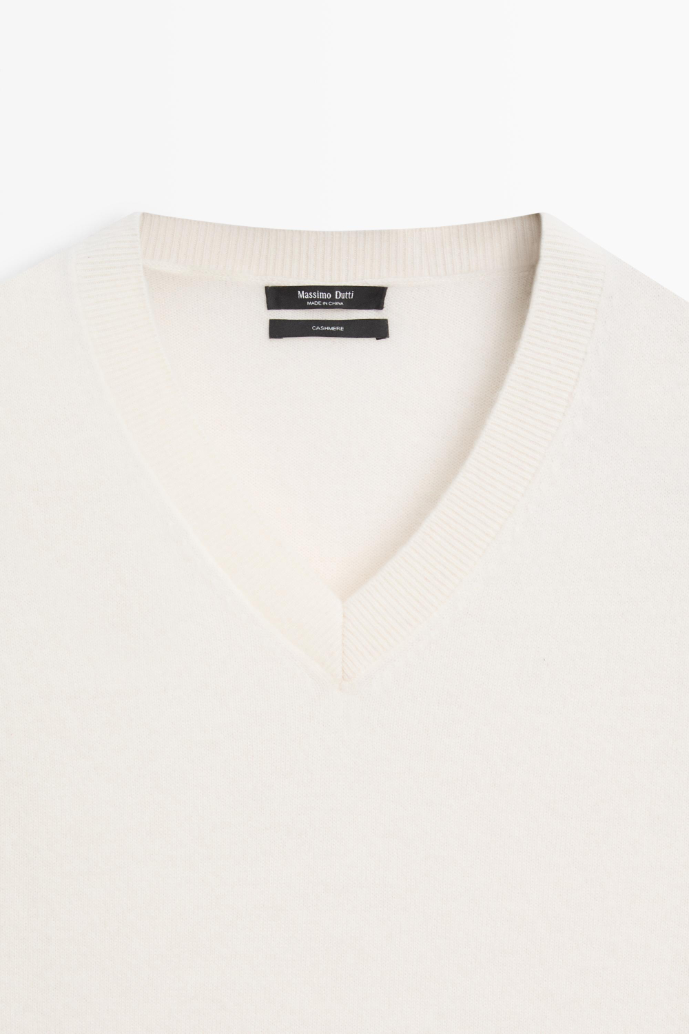 Massimo Dutti Свитер из 100% кашемира, натуральный/кремовый