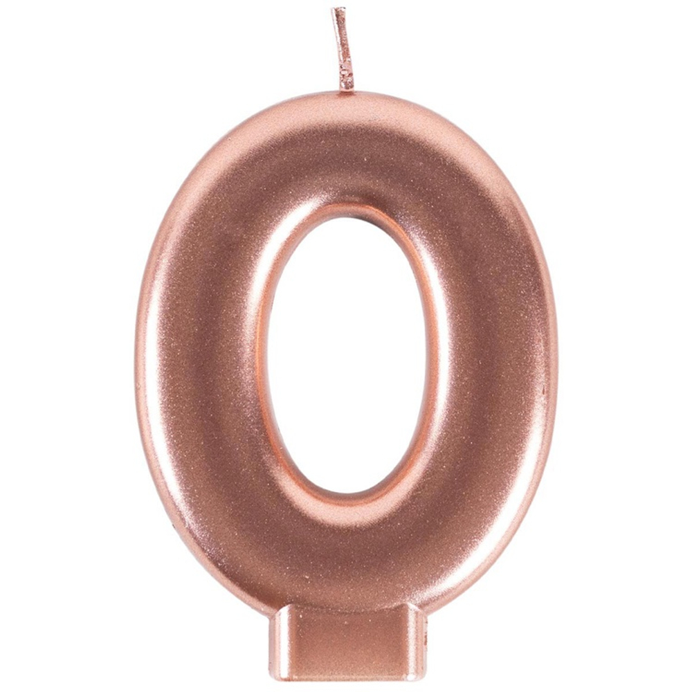 Свечи-цифры "Розовое золото металлик" 8 см (от 0 до 9)