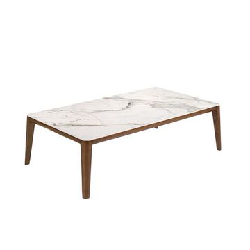 Прямоугольный журнальный столик 2153 из керамики в мраморной отделке и ореха