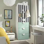 Гардероб - IKEA SMÅSTAD / PLATSA /SMАSTAD / СМОСТАД/ ПЛАТСА ИКЕА, 181х60 см, белый/бирюзовый