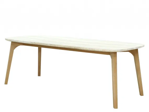 Комплект уличной мебели Mali из массива эвкалипта и травертина, стол 225х100 см, 8 стульев