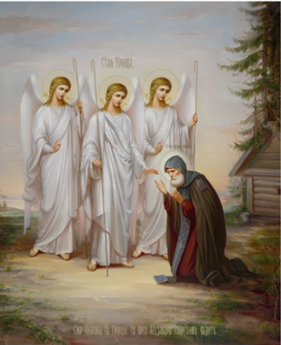 Икона Явление святой Троицы святому Александру Свирскому