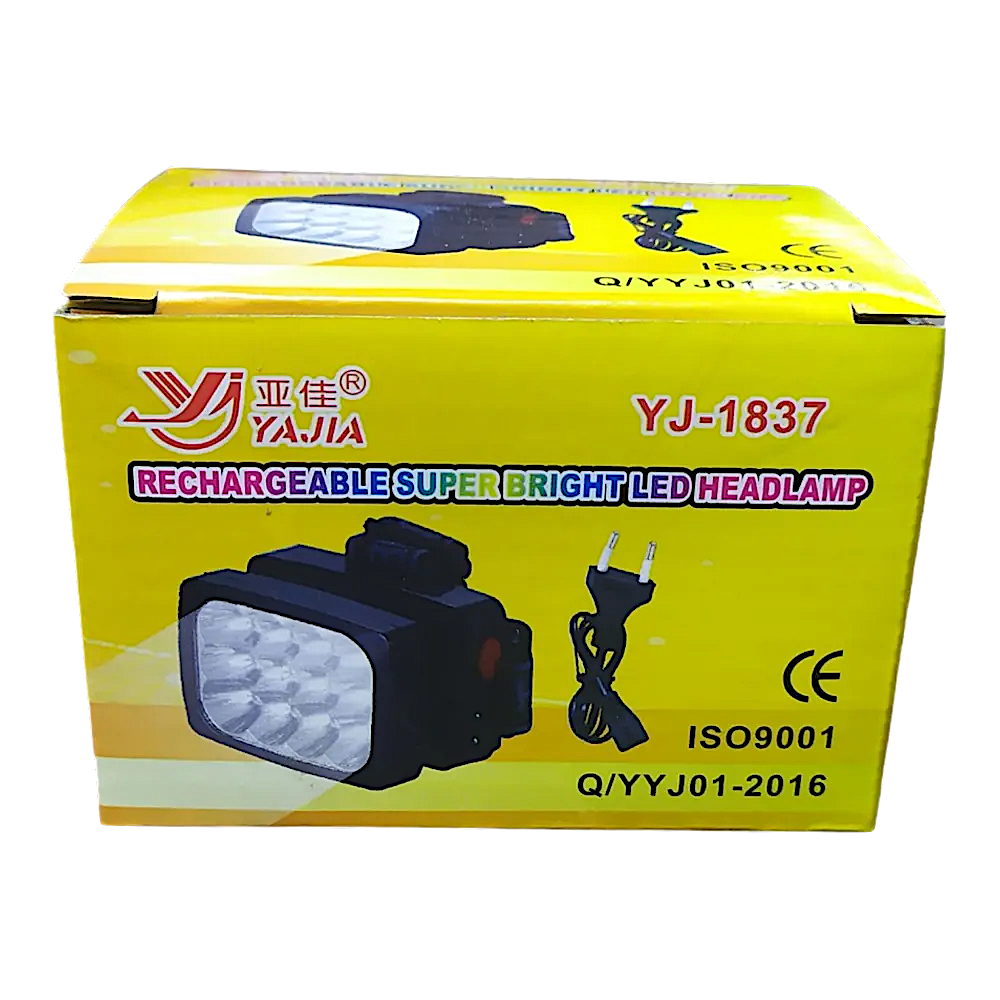 Фонарь налобный Yajia YJ-1837 3W 12 диодов 20ч (зарядка от сети 220v)