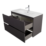 Тумба с раковиной подвесная BelBagno UNO-MINI-900-2C-SO-GSO Темно-Серый матовый, раковина белая BB-8099-3-90