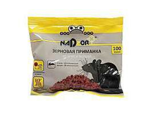 Приманка зерновая NADZOR от мышей и крыс 100г (50шт/уп)